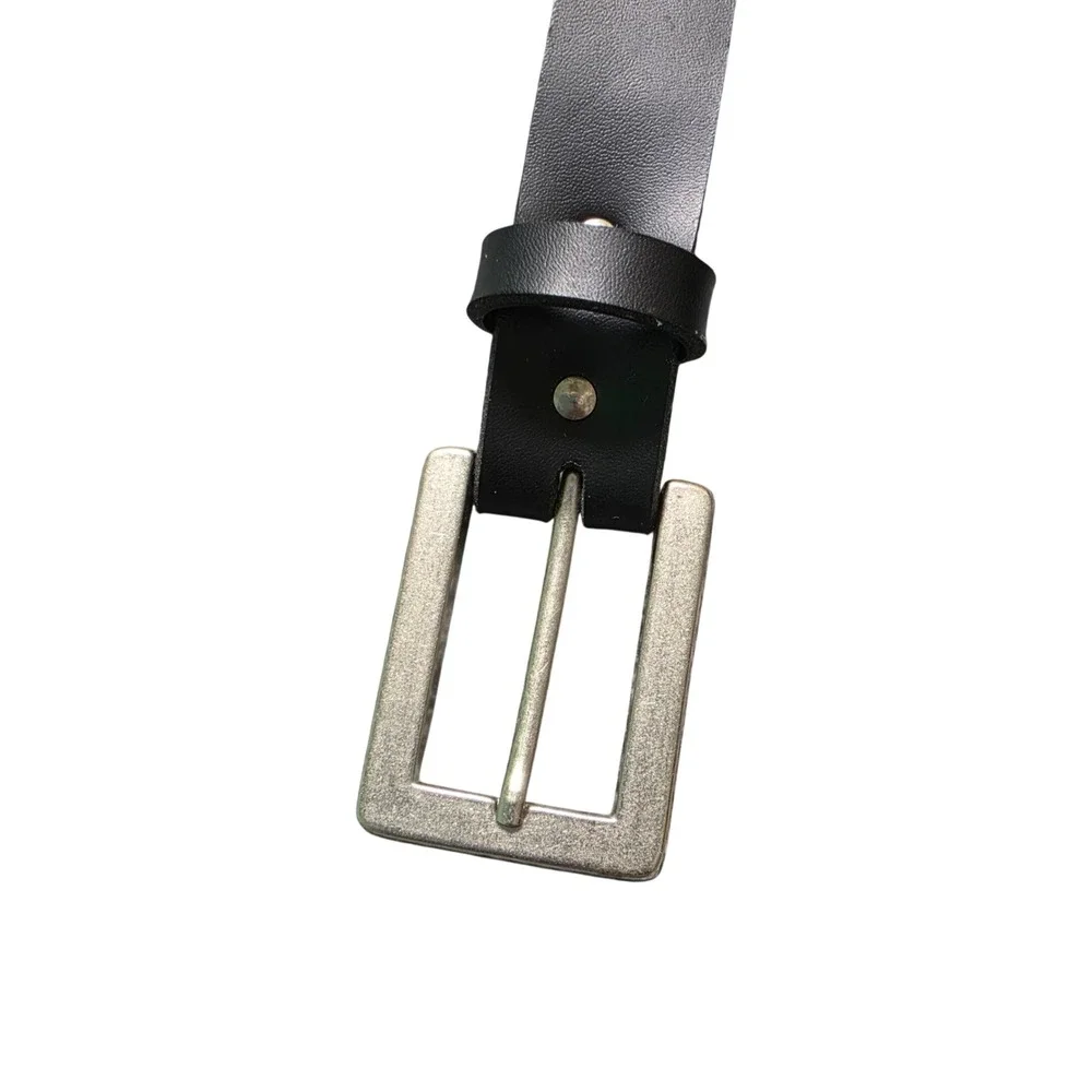 Belt 28W Womens Black Excellent Leather Silver Buckle Mexico Made